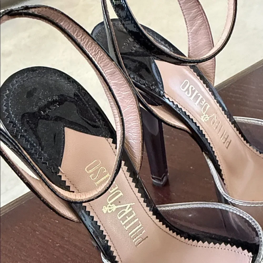 Vintage retro pinup lucite Black Platform Heels with Ankle Strap